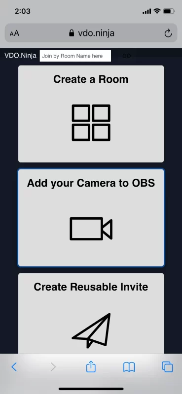 Click Add Your Camera to OBS