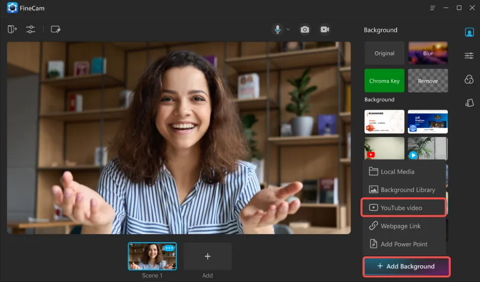 Add YouTube Video as Virtual Background - FineCam