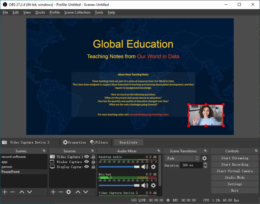 Add Your Face to PowerPoint Presentation using OBS