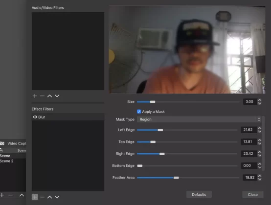 Blur Filter - Mask - OBS Mac