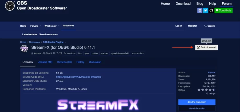 Download OBS StreamFX