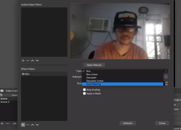 Dual Filtering Blur Type on OBS Mac