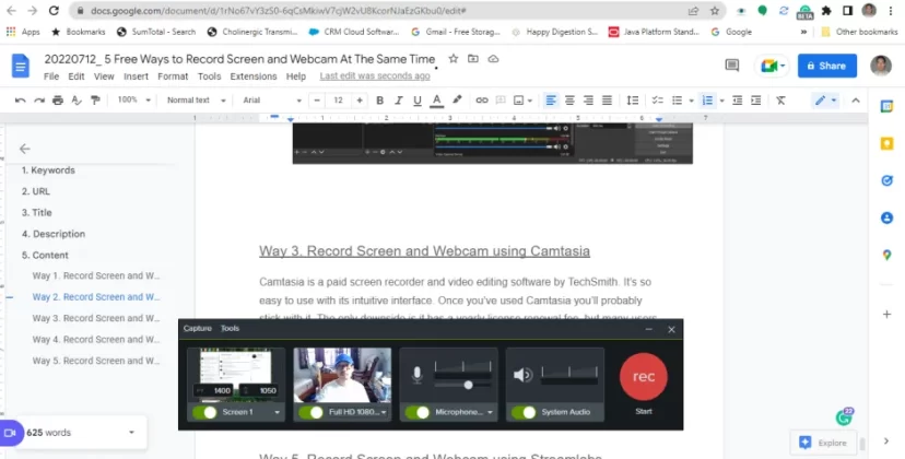 Record Screen and Webcam - Camtasia