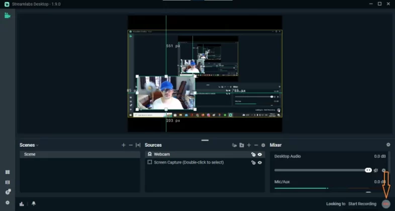 Record Screen and Webcam using Streamlabs