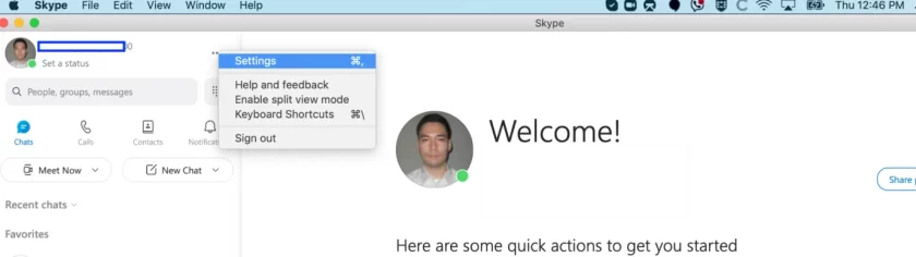 Skype Settings on Mac