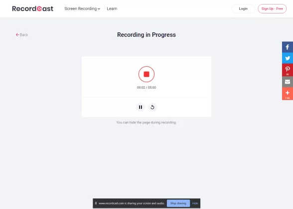 Start Recording using RecordCast