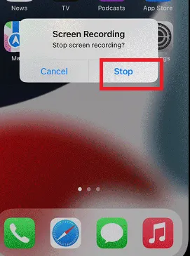 Stop Screen Recording Button on iPhone