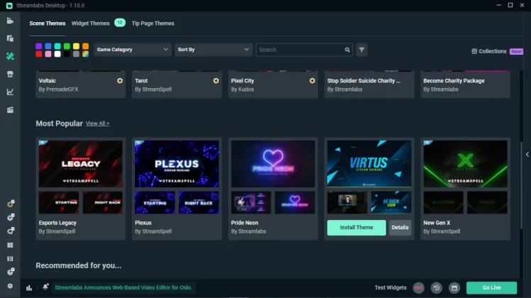 Install Streamlabs Themes to Get Webcam Overlay