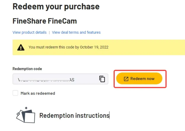 Click Redeem now on AppSumo