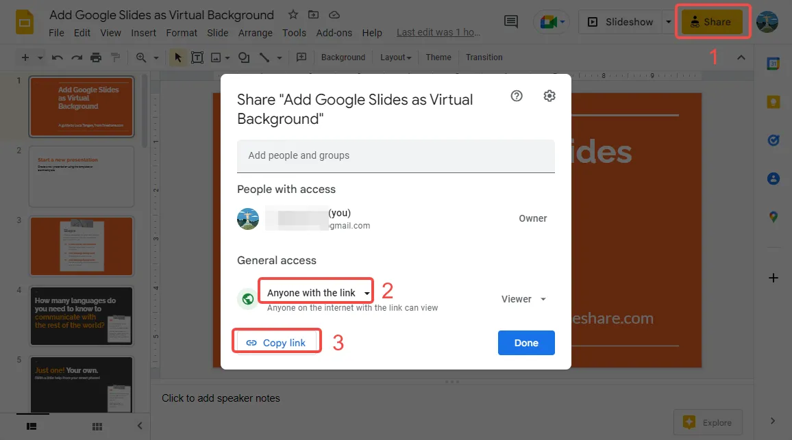 Share Google Slide