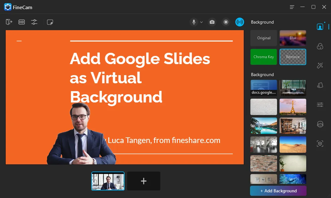 Use Google Slides as Webcam Background