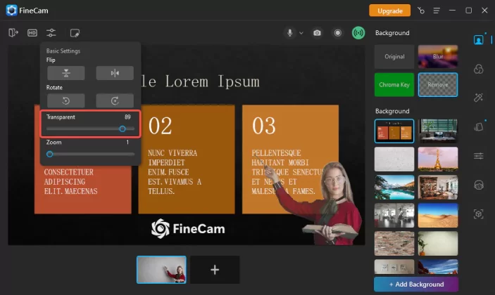 change the transparency of your video