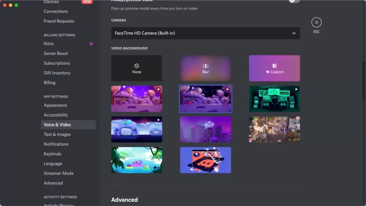 choose discord video background