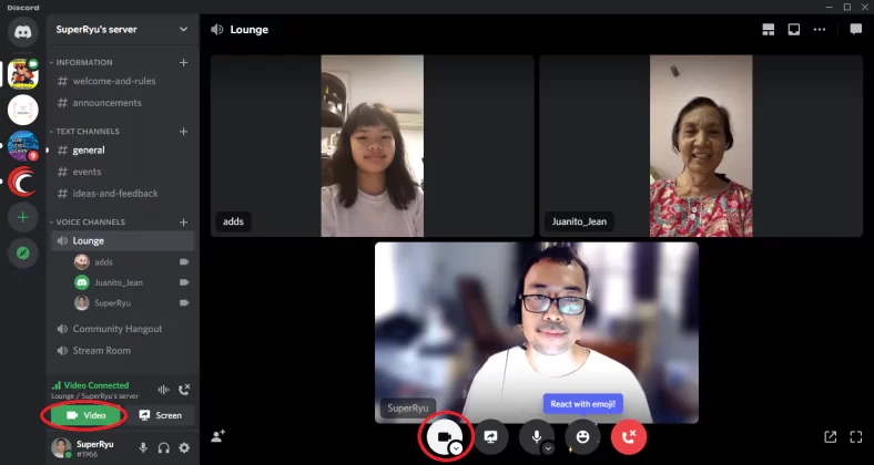 video call on Discord