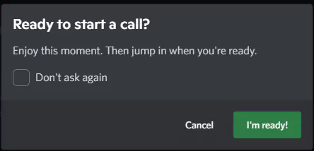 click I'm ready on the ready-to-start call prompt
