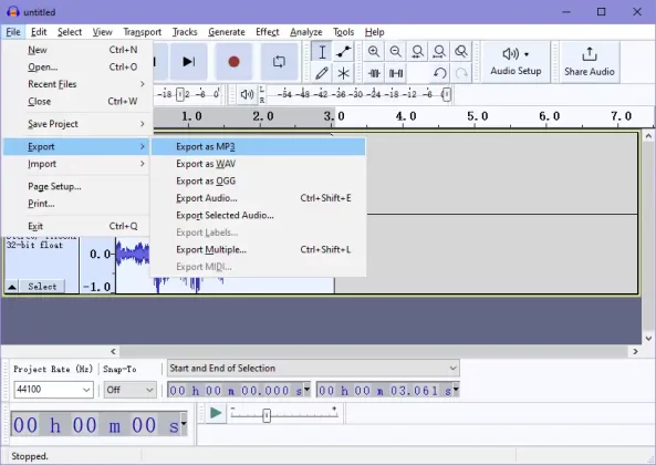 export the audio file