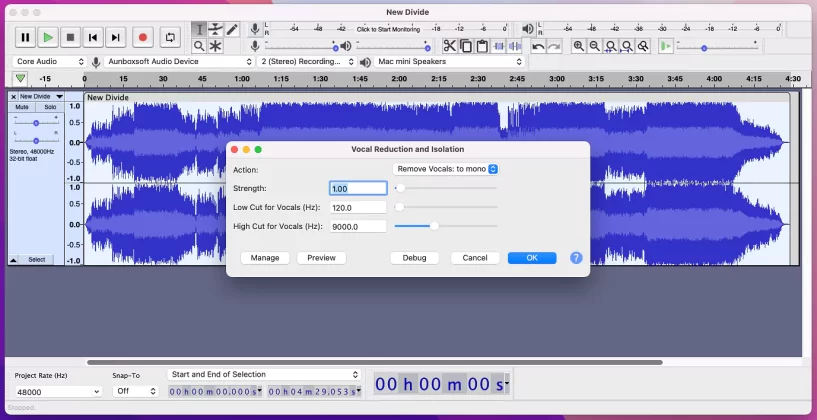 Remove Vocals from Song Using Audacity