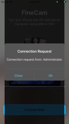 accept the request on the phone