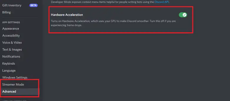Disable Discord hardware acceleration