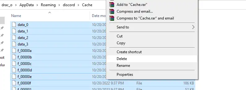 Deleting Discord cache files