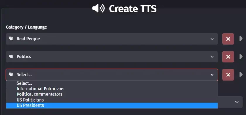 select a voice category