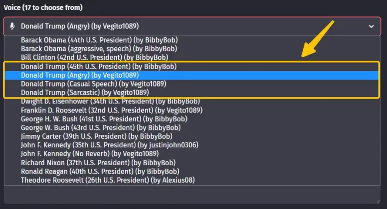 select a Trump's voice