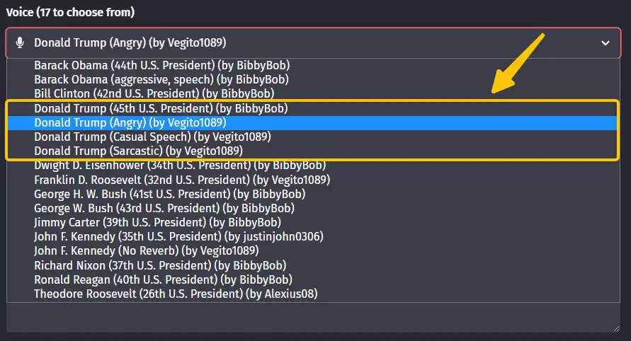 select a Trump's voice
