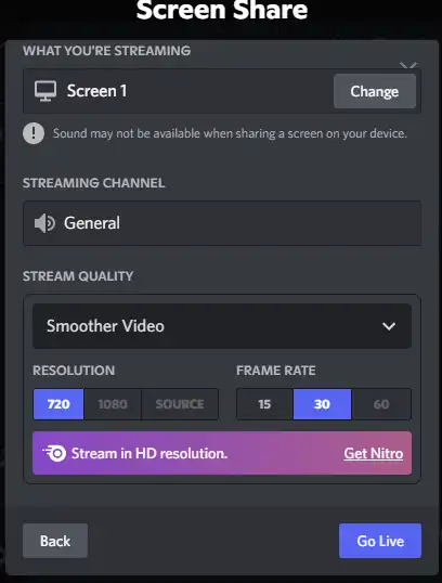 stream settings