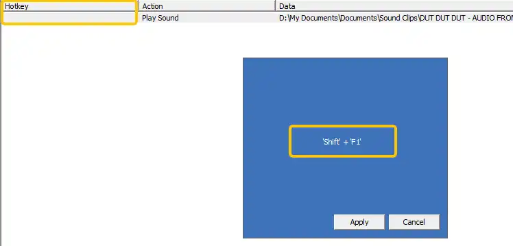 set a hotkey for a sound