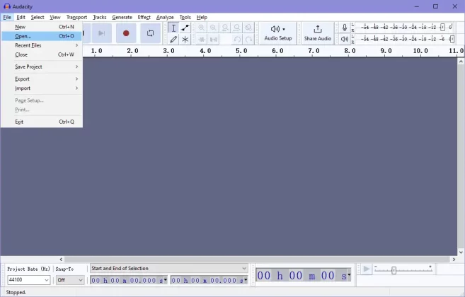 open a video file in Audacity