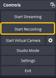 start recording in OBS