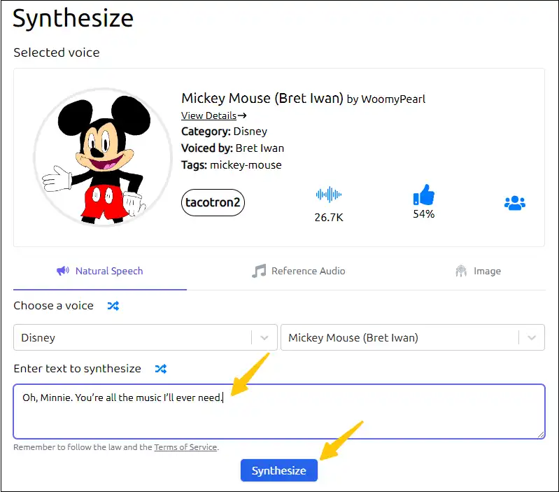 enter text to synthesize