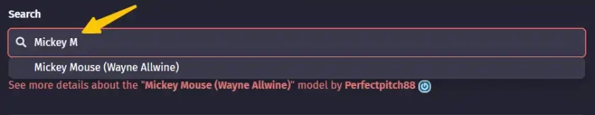 find Mickey Mouse's voice by typing in the search box