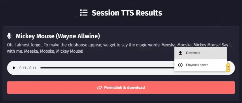 TTS results