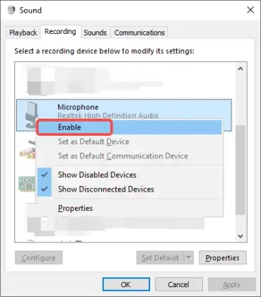 enable your microphone