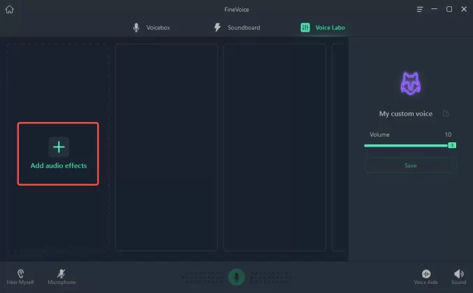 Add audio effects button