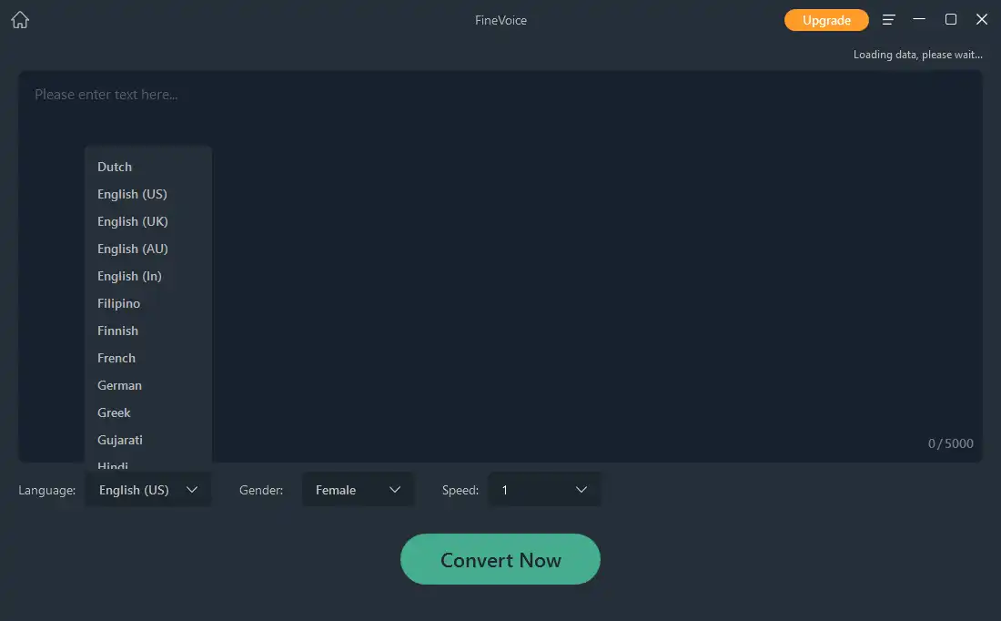 select the text language