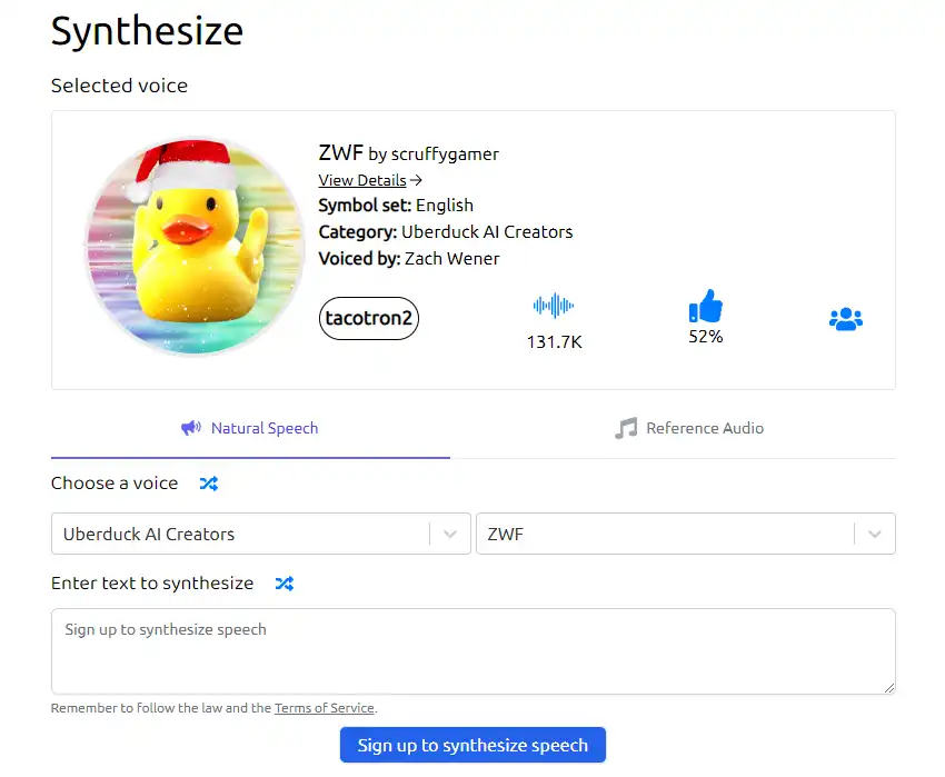 Uberduck text-to-speech