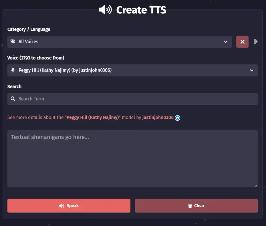 Create TTS section