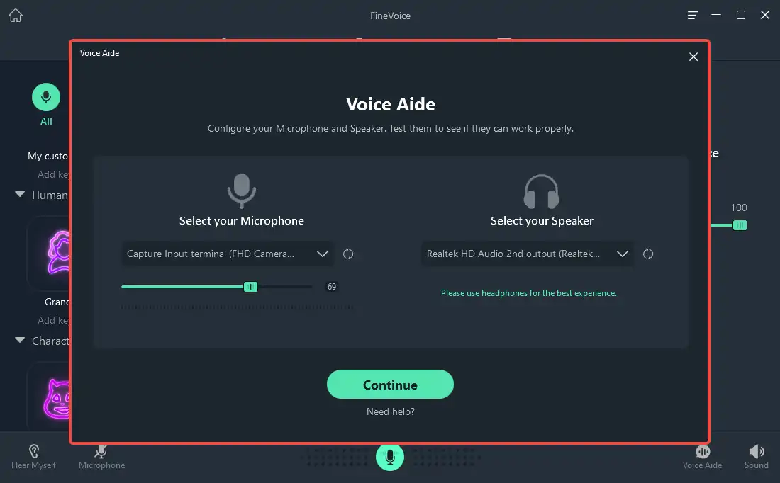 configure your microphone and speaker