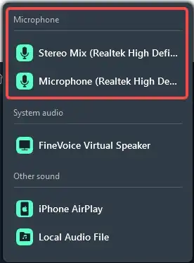 select a microphone