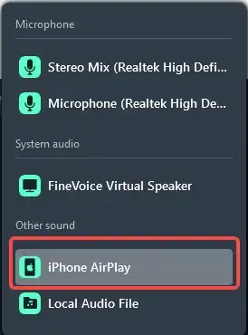 Select the iPhone Airplay option
