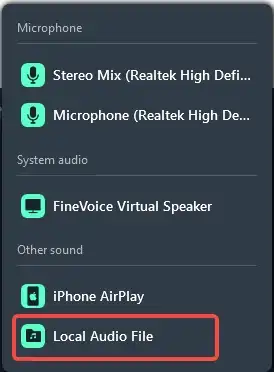 select a local audio file