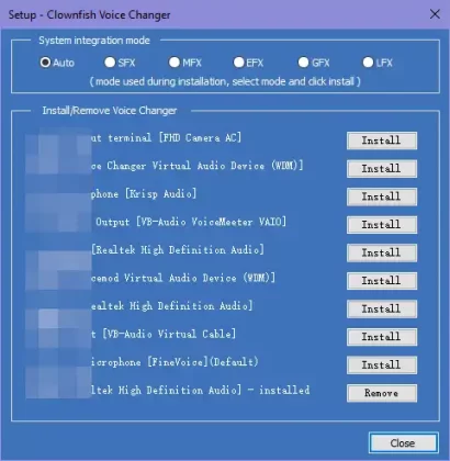 install voice changer on the microphone