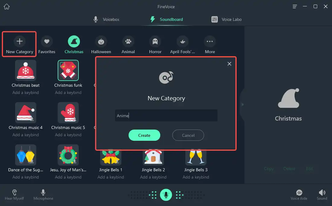 create anime soundboard in FineVoice