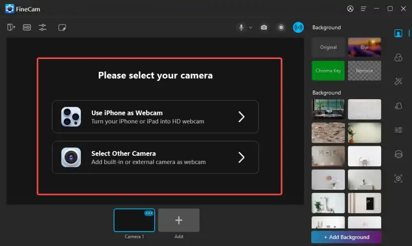 click camera you want to use