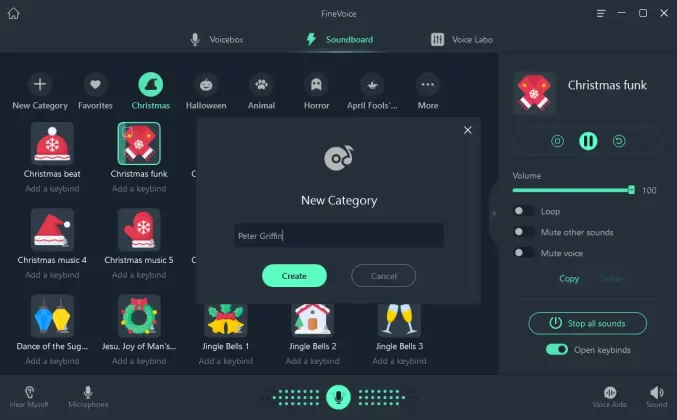 create Peter Griffin soundboard in FineVoice
