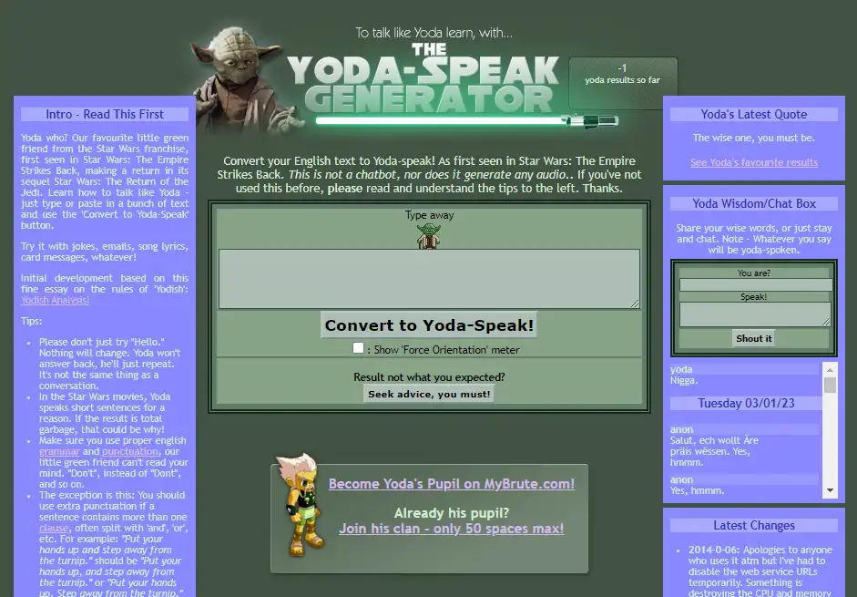 the Yoda-speak generator