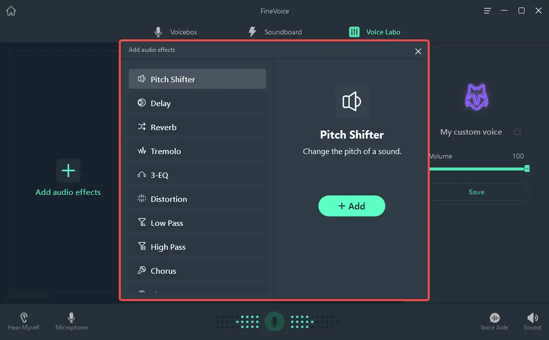 add audio effects to make Yoda's voice