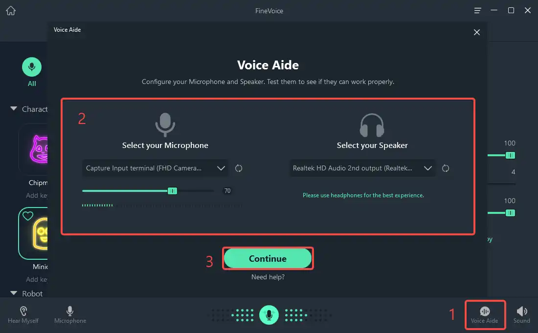 configure your microphone and speaker